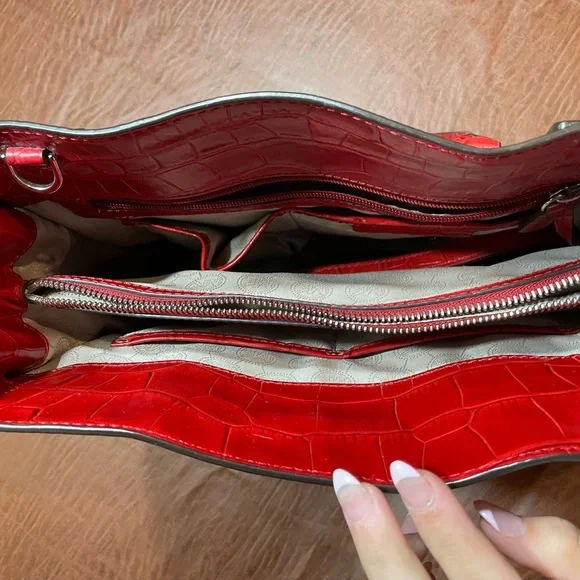 Michael Kors Red Embossed Satchel - Picture 6 of 6